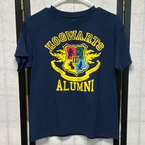 Screen Print Short Sleeve T Shirt Graphic Hogwarts Alumni Navy Wizarding World L